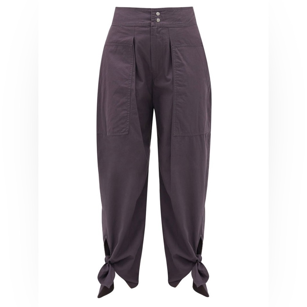 Isabel Marant Purple Wide-Leg Tie-Hem Pants - Picture 2 of 13